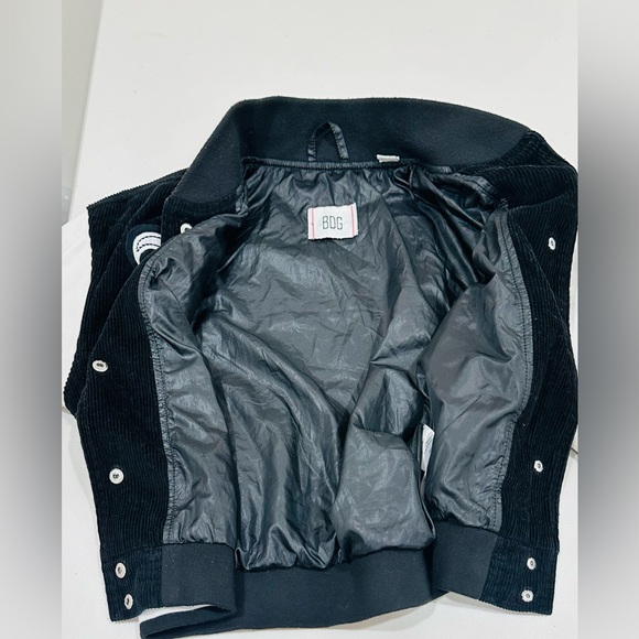 Urban Outfitters BDG Black Embroidered Corduroy Torrence Varsity‎ Jacket Sz SP - Picture 8 of 11